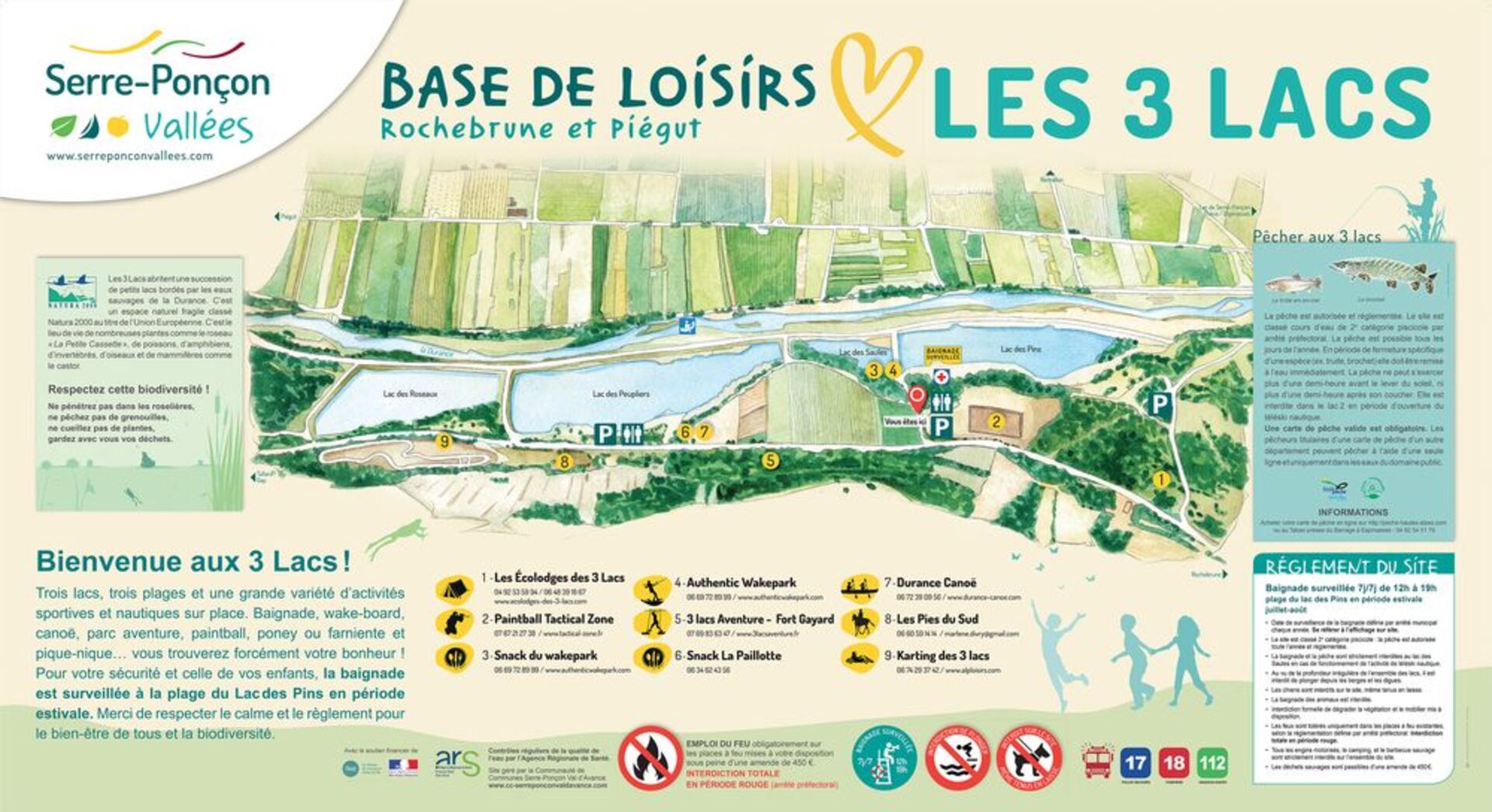 Plan de la Base de Loisirs Les 3 Lacs