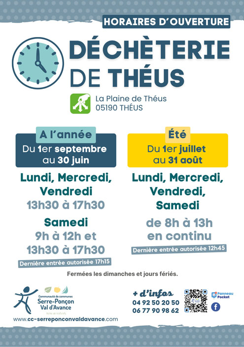 Horaires d'été déchèterie de Théus
