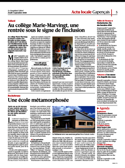 Article du Dauphiné libéré Article du Dauphiné libéré